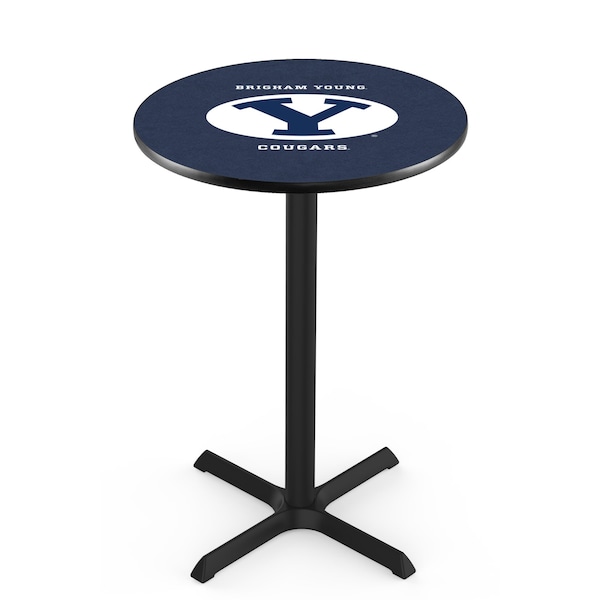 42" Blk Wrinkle Brigham Young Pub Table